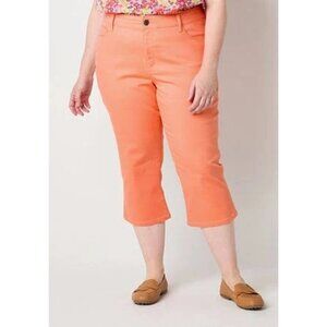 St Johns Bay Womens Eastern Coral Mid Rise Capri Pants Slendering Size 18 New